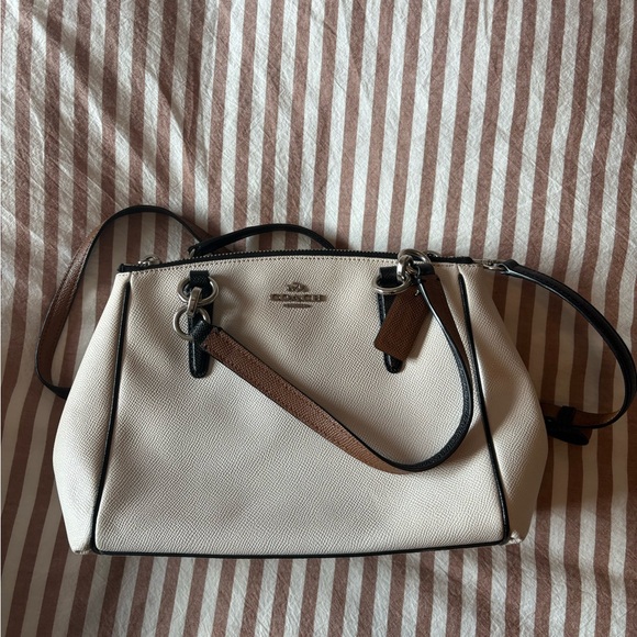 Coach Cream and Brown Satchel - Picture 1 of 5